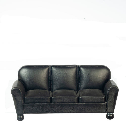 Faux Black Leather Sofa