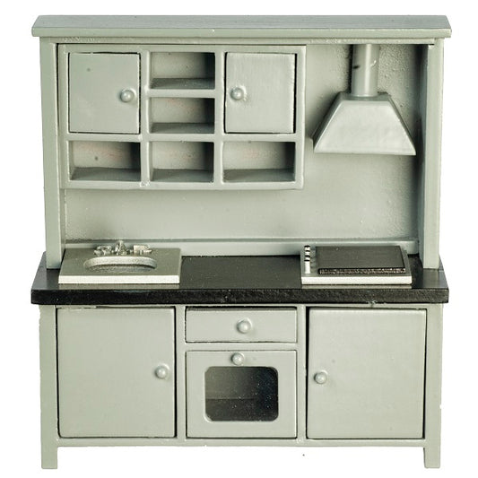 Kitchen Sink, Stove, & Cabinet Unit, Gray