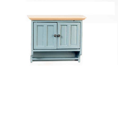 Kitchen Upper Cabinet, Blue & Oak