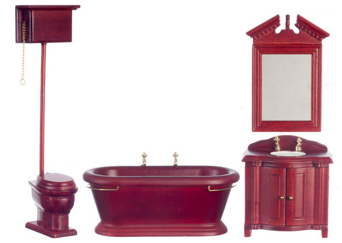 Old Fashion Bathroom Set, Mahogany, 4pc