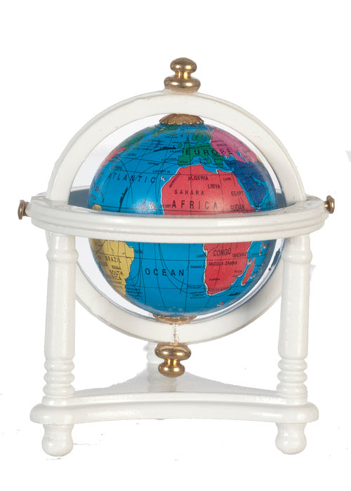 Small Globe with Stand, White