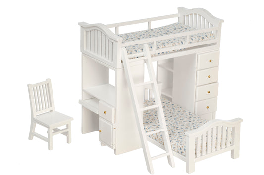 Bunkbed Set with Desk & Chair, White