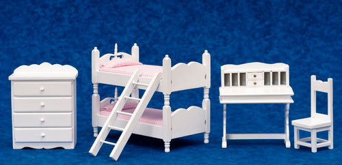 Bunkbed Bedroom Set, White, Pink