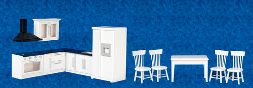 Kitchen Set, White & Black, 11pcs