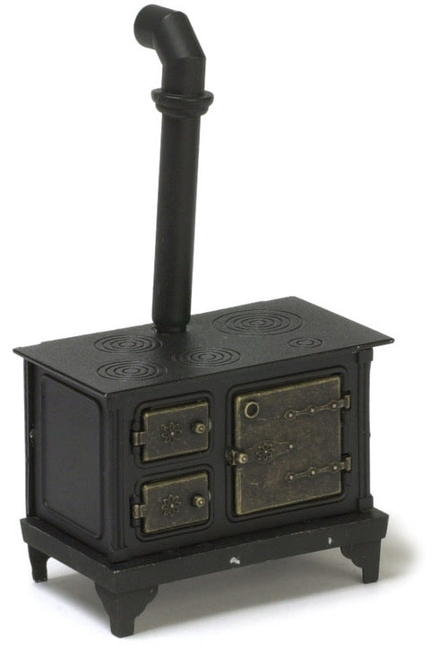 Black Metal Stove with Stove Pipe
