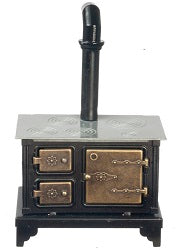 Black Metal Stove with Silver Top