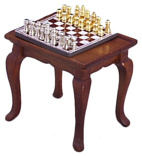 Chess Table & Set, Walnut