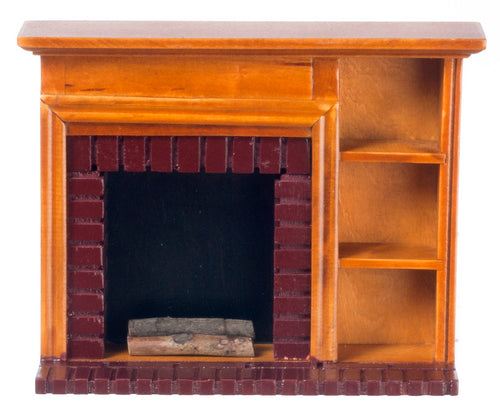 Fireplace with Shelves, Walnut