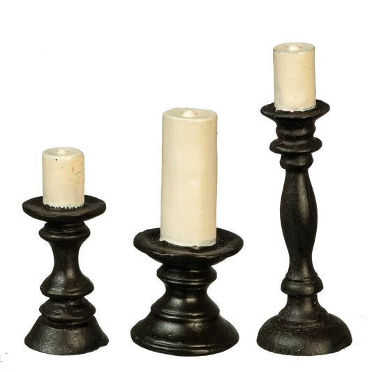 Candle holders with Candles, 3pc