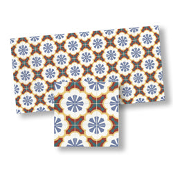 Mosaic Floor Tile, Blue, Red, Turqouise & Gold