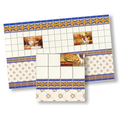 Mediterranean Wall Tiles, White, Gold Fruit