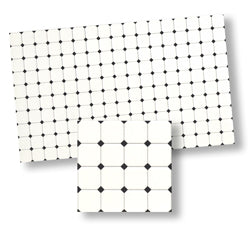 1/2" Scale White Tile with Black Diamonds