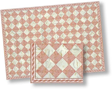 Pink & Beige Faux Marble Tile Flooring