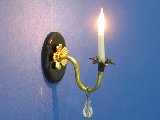 Sconce Black & Brass with Crystal Drops