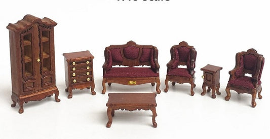 1/4" Scale Living Room Set, 7pc, Walnut