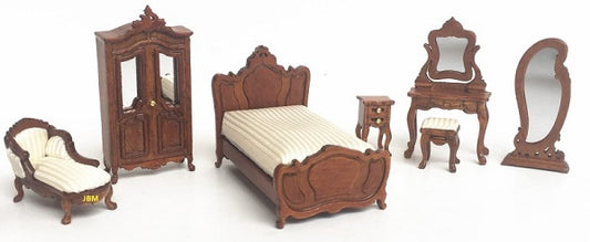 1/4" Scale Victorian Bedroom Set, 7pc, Walnut