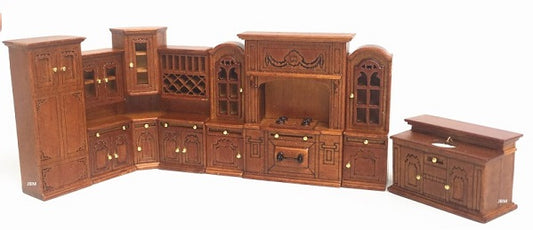 1/4" Scale Victorian Kitchen Set, 8pc, Walnut