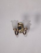 Sconce Antique Brass with 2 Frosted Shades Battery/LED