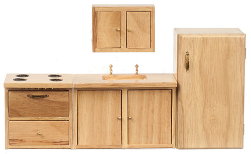 Modern Kitchen Set, Oak, 4pc