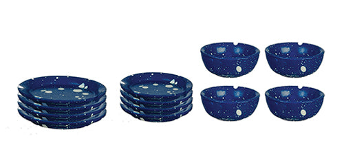 Blue Splatter Dish Set, 12pc