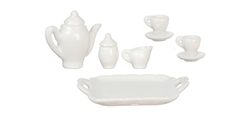 Porcelain Tea Set, White, 10pc