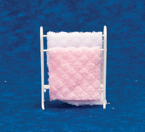 Towel Rack with Pink Towels