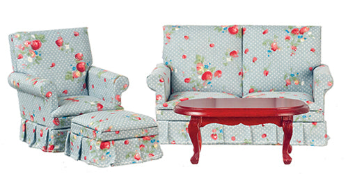 Living Room Set, 4pc, Mahogany