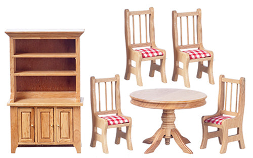 Dining Room Set, 6pc, Oak, Red