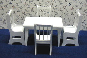 Kitchen Table & Chairs, White, 5pc