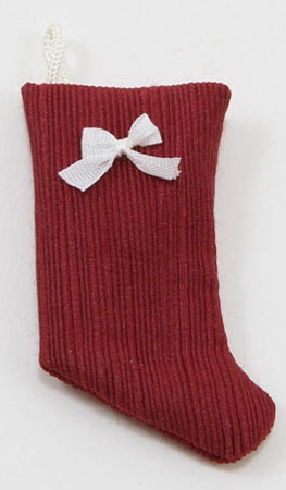 Christmas Stocking, Cranberry with Bow