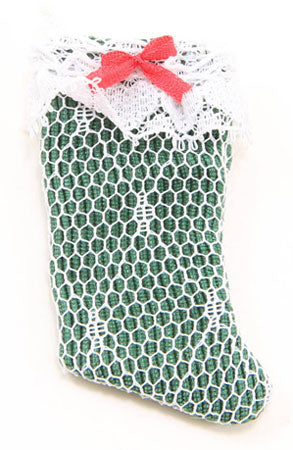 Stocking, Green with White Lace