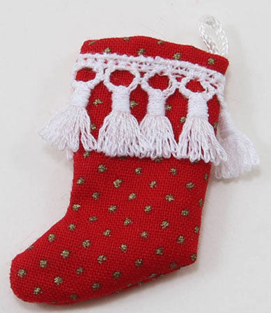 Stocking, Red with Gold Dots