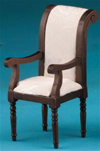 Arm Chair, Walnut, White Fabric