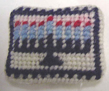 Pillow, Menorah, Needlepoint