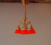 3-Arm Brass Ceiling with Orange Shades, LED