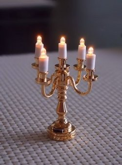 5-Arm Brass Candlelabra, Battery