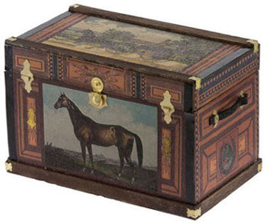 Lithograph Wooden Trunk Kit, Vintage Horse