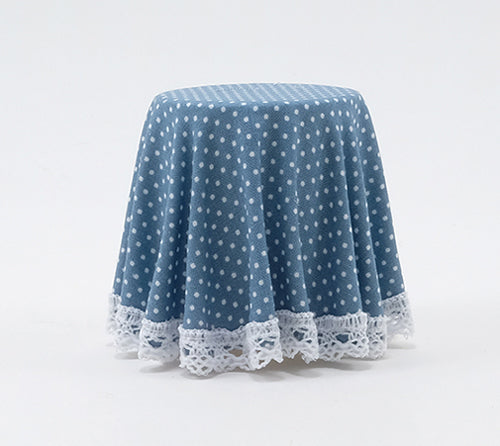Skirted Table, Blue & White Dot