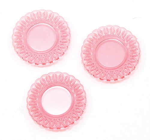 Lace Edged Plates, 3pc, Pink