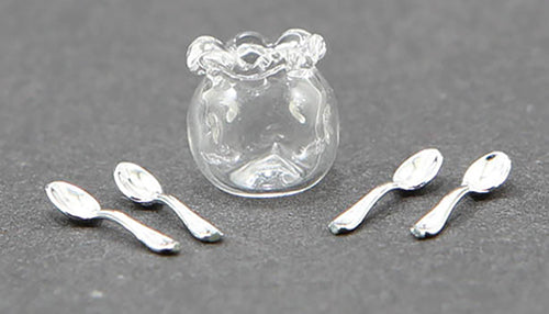 Glass Spooner with Teaspoons