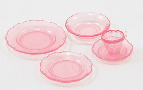 Depression Dish Set, Pink, 5pc