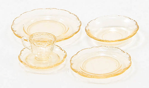 Depression Dish Set, Amber, 5pc