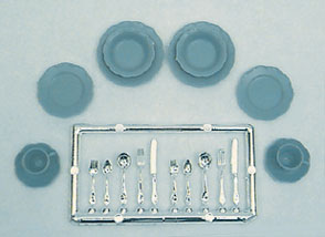 Dishes & Silverware Set, Blue