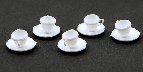 Cups & Saucers, White, 24pc