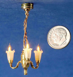 1/2" Scale 3-Arm Frosted Tulip Chandelier, DISC