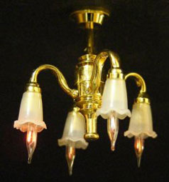 1/2" Scale 4-Arm Down Tulip Chandelier