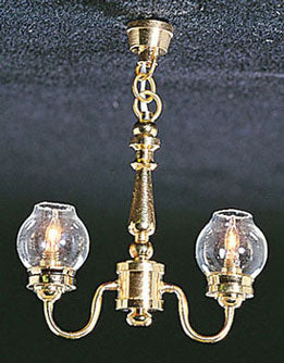 2-Up Arm Clear Globe Chandelier