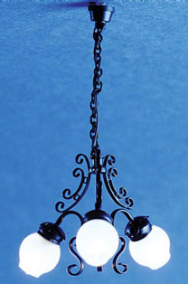 3-Arm Filigree Chandelier, Black