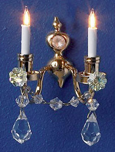 Renaissance Dual Candle Wall Sconce with Crystals