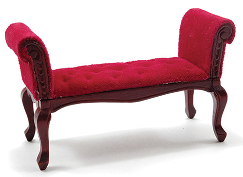 Settee, Red Velour, Mahogany